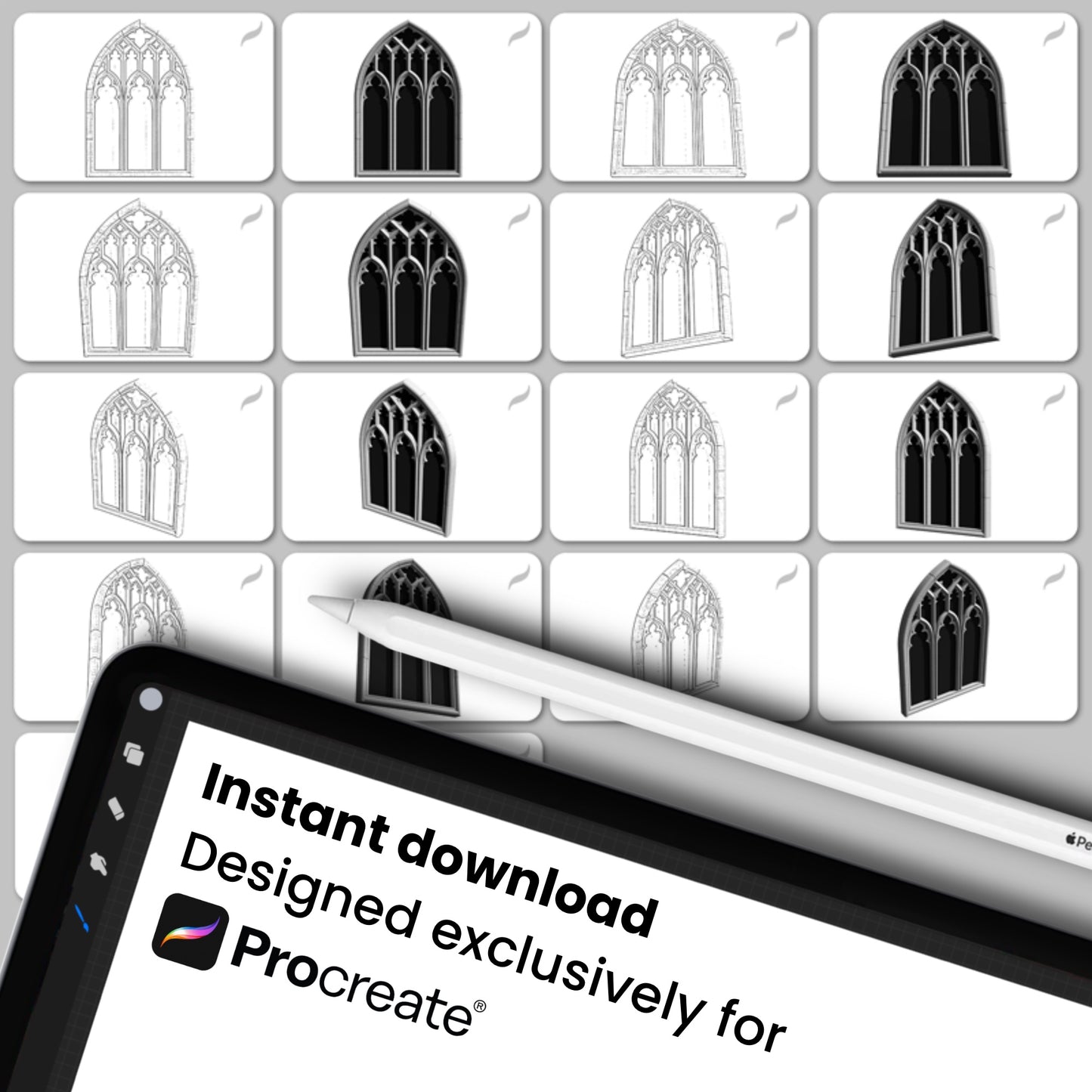 Gothic Windows • Procreate stamp brushes