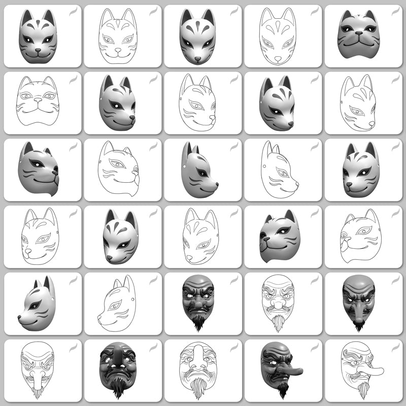 Japanese Mask Pack • Procreate stamp brushes
