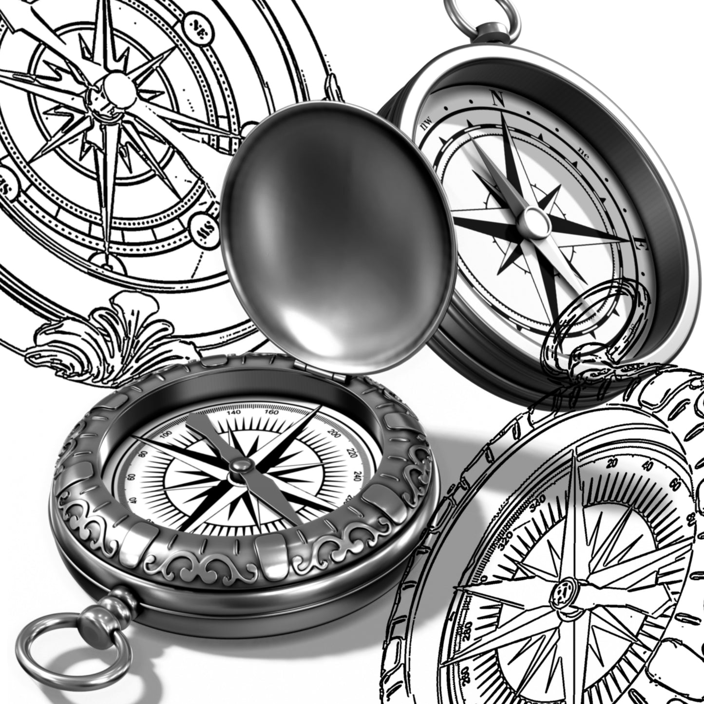 Compass Set • Procreate stamp brushes