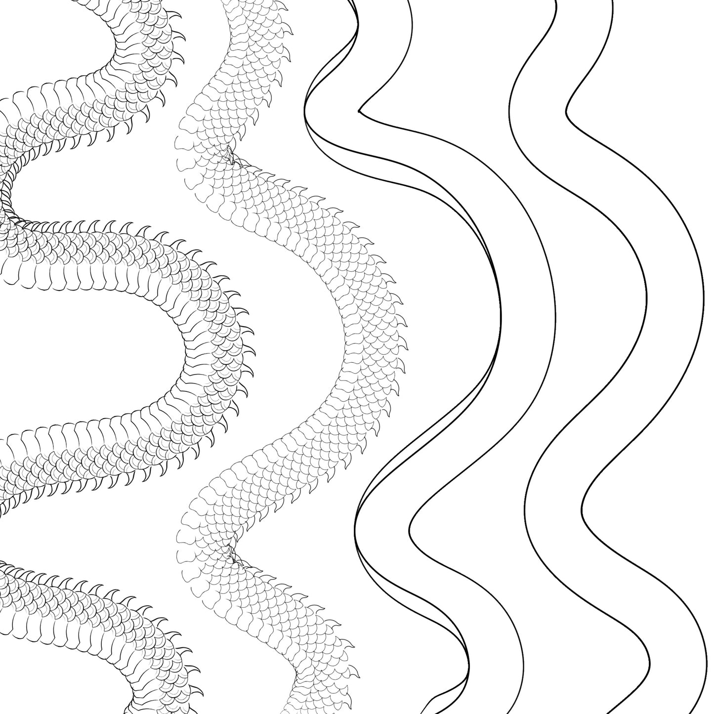 Asian dragon spine brushes for Procreate – ideal for traditional Japanese tattoo design and illustration.