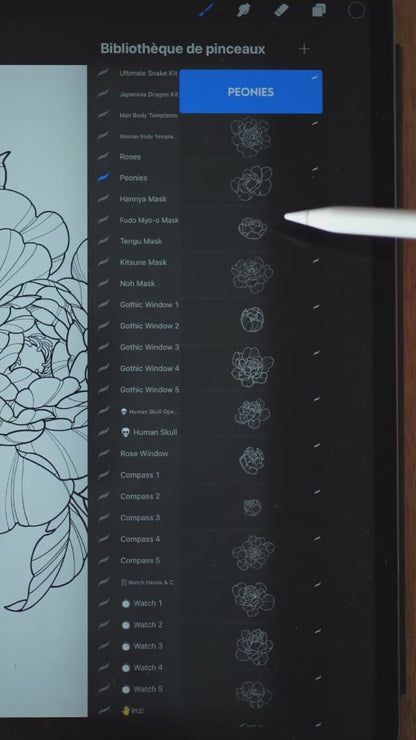 Peony Lines • Procreate stamp brushes
