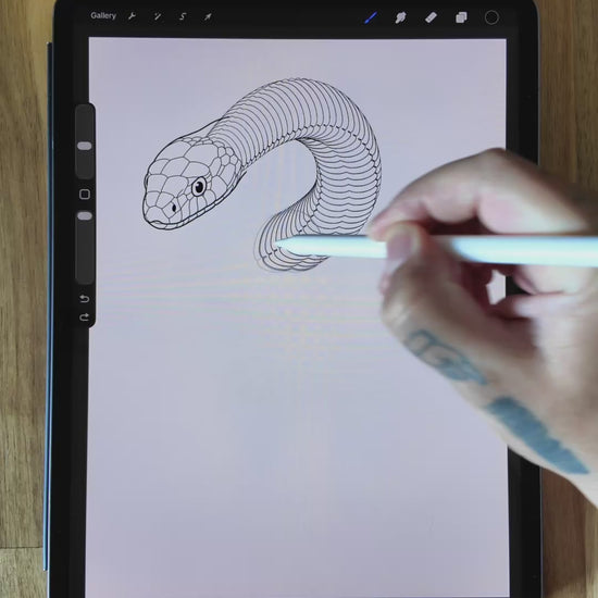 Video preview of the Ultimate Procreate Brush Bundle for tattoo artists and illustrators