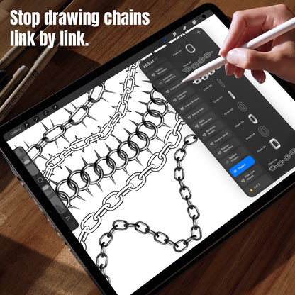 Chain tattoo designs in Procreate created without drawing each link individually