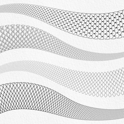 Japanese dragon scale Procreate pattern brushes in multiple styles and widths