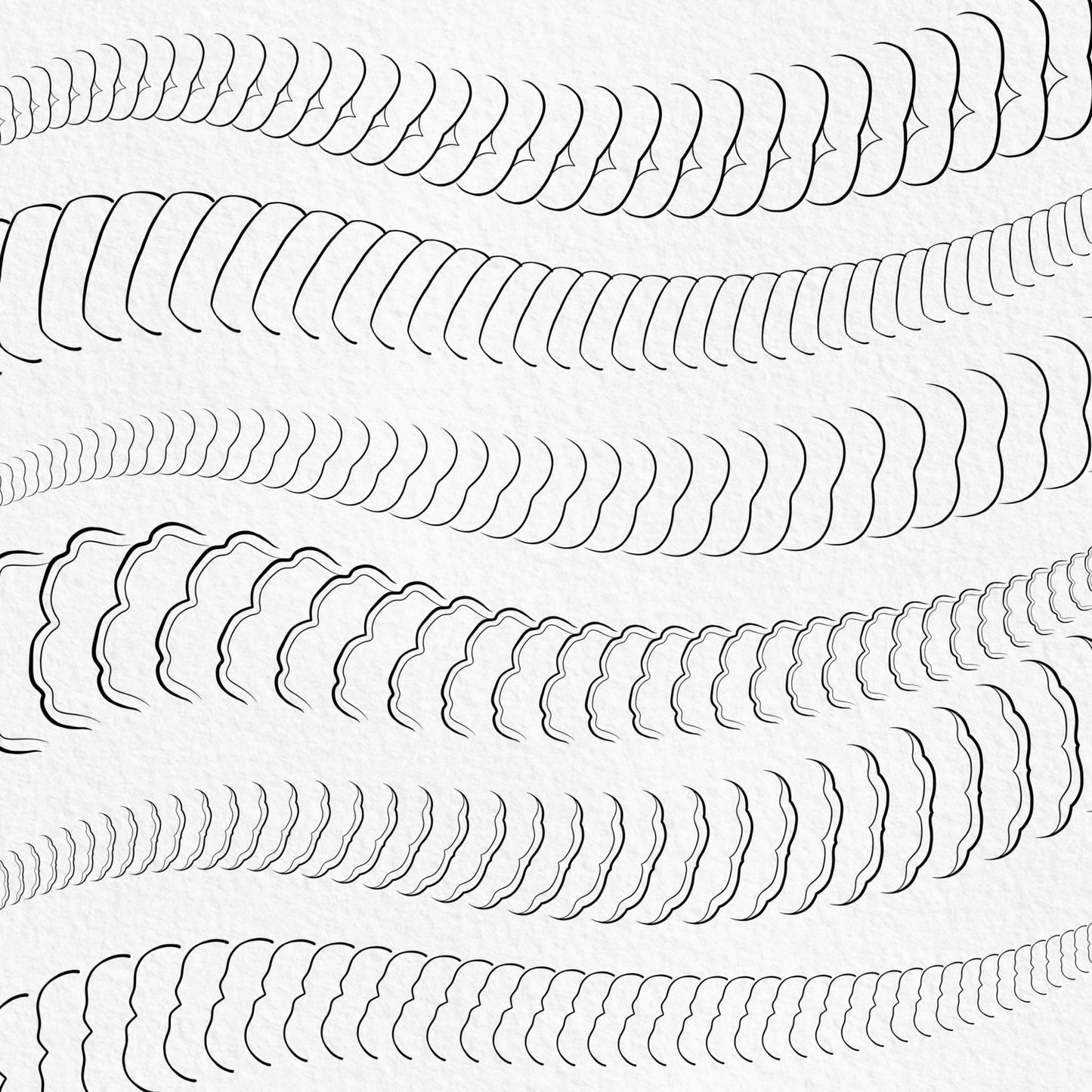 Japanese dragon underbelly Procreate brushes with curved segmented patterns