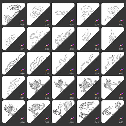 Japanese Dragon Kit • Pinceaux tampons Procreate
