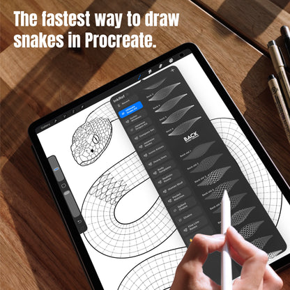 Snake body and back scale Procreate brushes for fast tattoo design