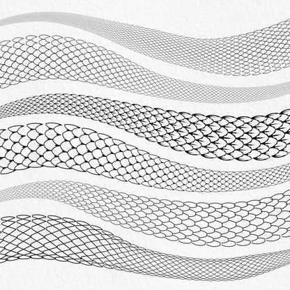Seamless snake scale Procreate brushes in multiple reptile patterns