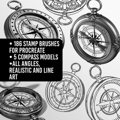 Compass Set • Procreate stamp brushes