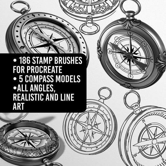 Compass Set • Procreate stamp brushes